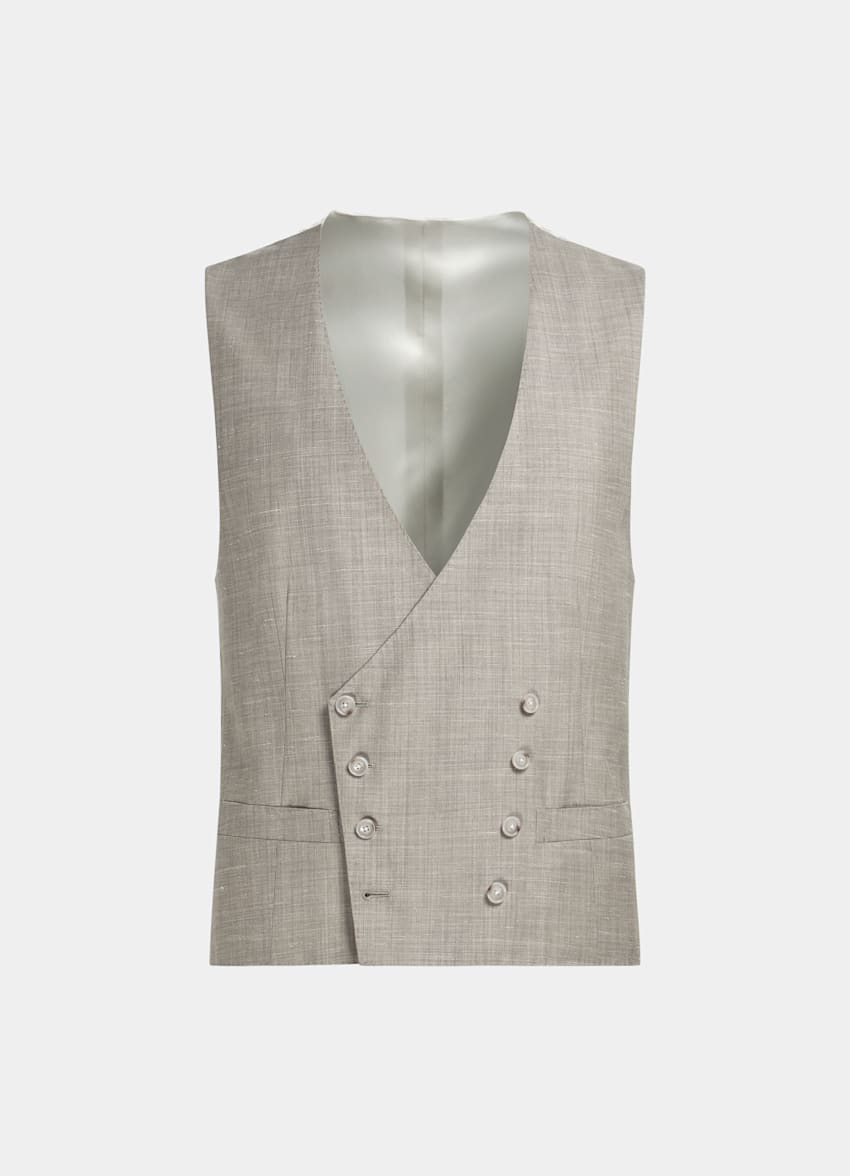 SUITSUPPLY Wool Silk Linen by Rogna, Italy Sand Waistcoat