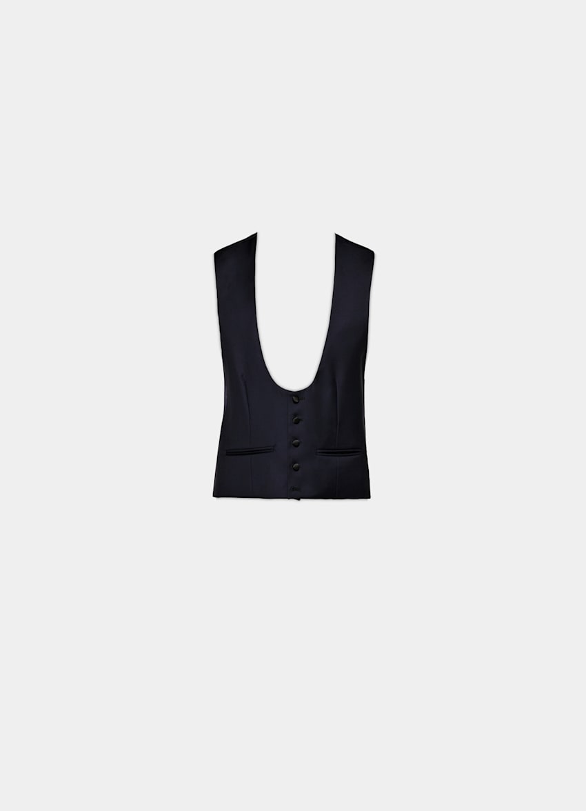 SUITSUPPLY Pure S110's Wool by Vitale Barberis Canonico, Italy Navy Tuxedo Waistcoat