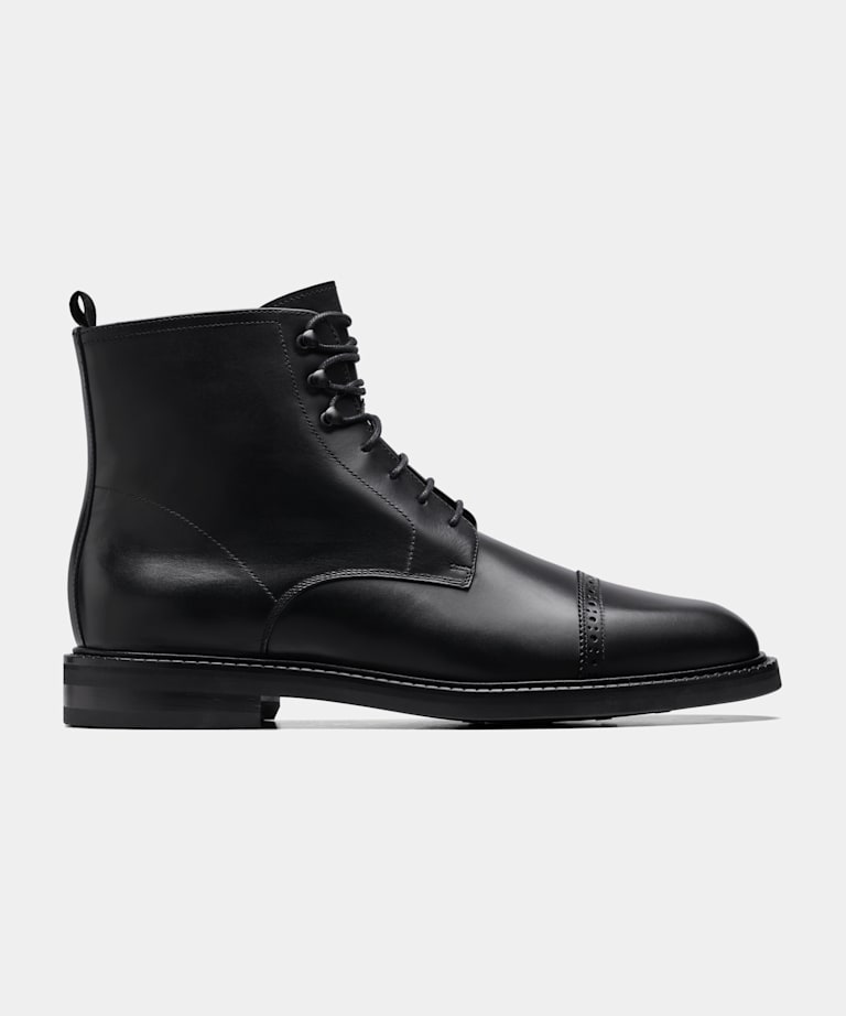 SUITSUPPLY Calf Leather Black Lace-Up Boot