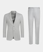  Light Grey Three-Piece Tailored Fit Havana Suit