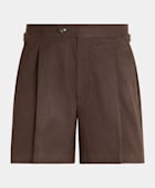 Mid Brown Pleated Duca Shorts