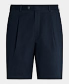 Navy Pleated Firenze Shorts