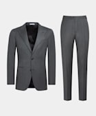 Dark Grey Herringbone Perennial Tailored Fit Havana Suit