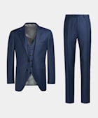 Lazio 中蓝色三件套合体身型西装