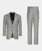 Mid Grey Checked Relaxed Fit Roma Suit