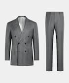 Mid Grey Striped Tailored Fit Milano Suit