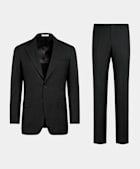 Black Herringbone Tailored Fit Milano Suit