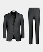 Dark Grey Houndstooth Tailored Fit Havana Suit