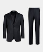 Navy Striped Tailored Fit Milano Suit