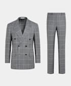 Costume Milano coupe Tailored gris moyen à carreaux