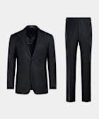 Navy Herringbone Tailored Fit Havana Suit