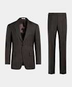 Dark Brown Herringbone Tailored Fit Milano Suit