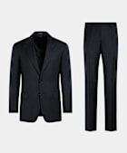 Navy Striped Tailored Fit Milano Suit
