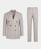 Light Taupe Checked Tailored Fit Havana Suit