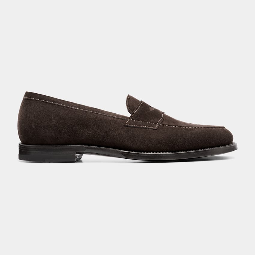 SUITSUPPLY Italian Calf Suede Dark Brown Penny Loafer