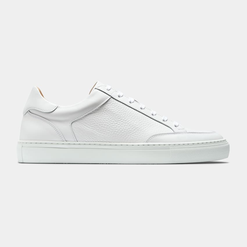 SUITSUPPLY Grained & Smooth Leather White Combi Sneaker