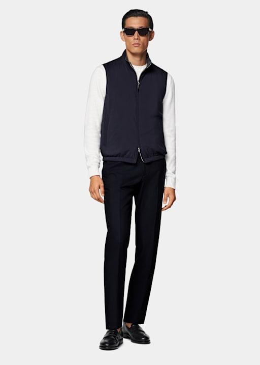 Navy Reversible Light Padded Zip Vest