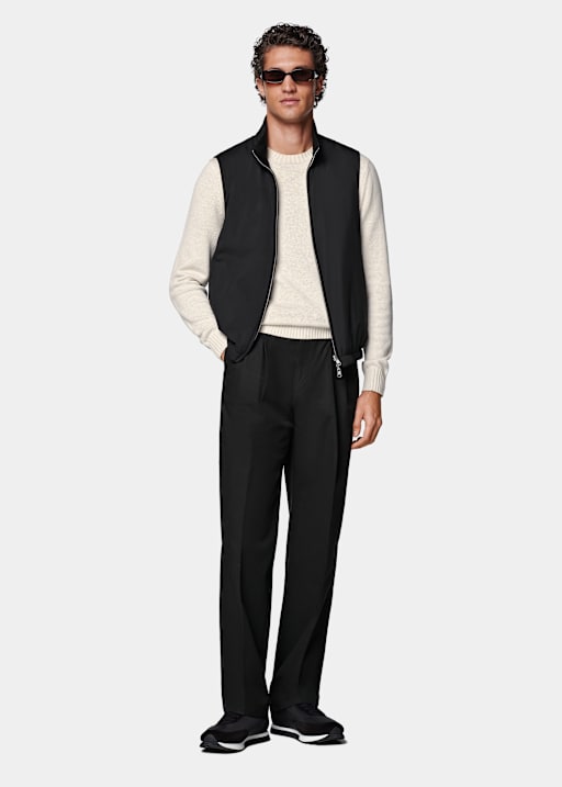 Chaleco reversible acolchado ligero con cremallera negro
