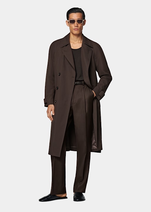 Dark Brown Belted Trench Coat