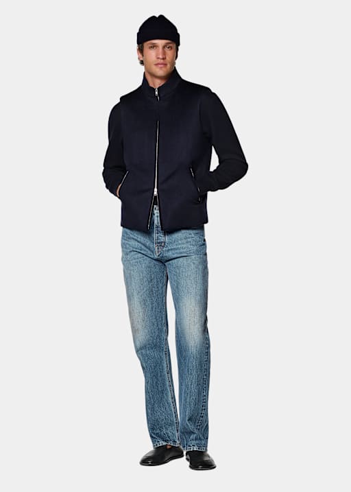 Navy Padded Zip Vest