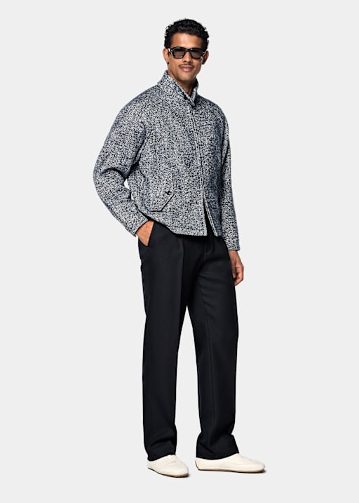 Bomber &agrave; manches raglan bleu marine &agrave; chevrons