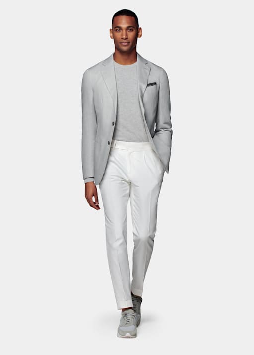 Light Grey Tailored Fit Havana Suit Jacket