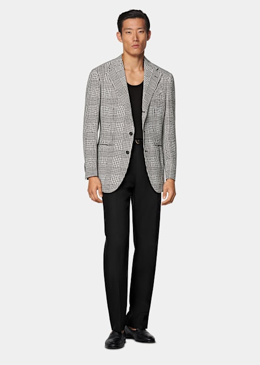 Black Checked Relaxed Fit Roma Blazer