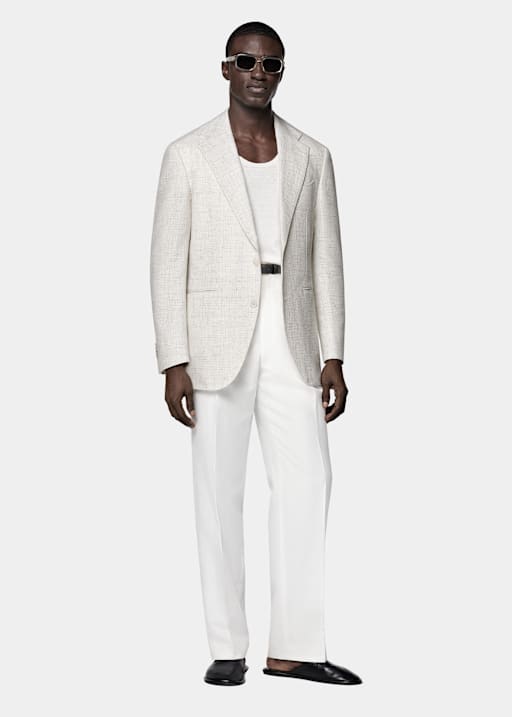 Light Grey Checked Relaxed Fit Roma Blazer