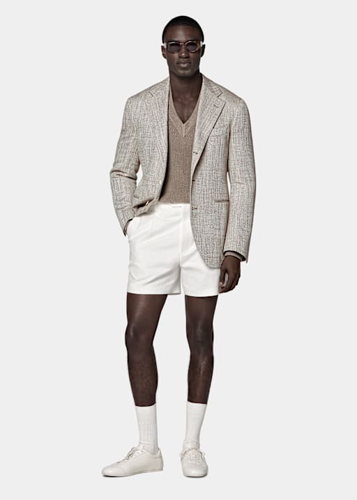 Taupe Herringbone Relaxed Fit Roma Blazer