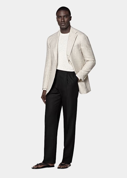 Light Brown Checked Relaxed Fit Roma Blazer