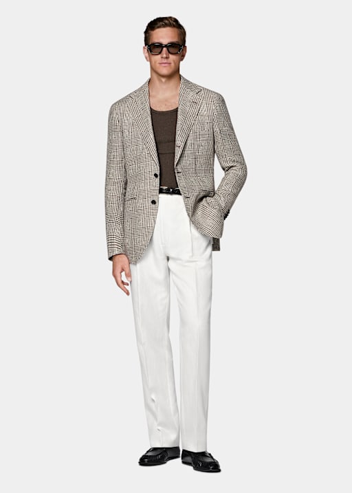 Roma Sakko mittelbraun kariert Relaxed Fit