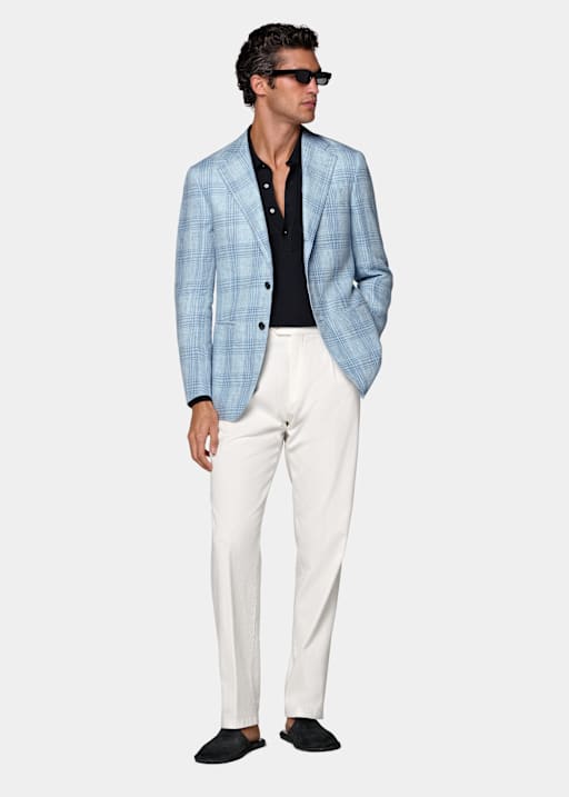 Blazer Havana azul claro a cuadros corte Tailored