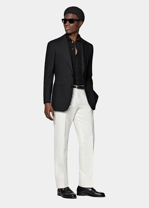 Dark Grey Tailored Fit Havana Suit Jacket