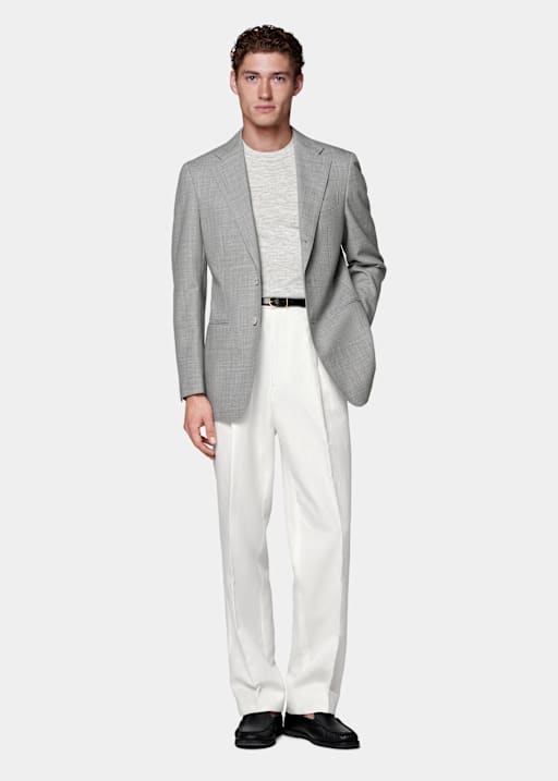 Lichtgrijs Havana Tailored Fit Colbert