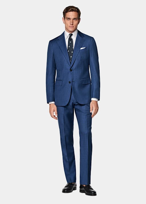 Mid Blue Tailored Fit Havana Suit Jacket