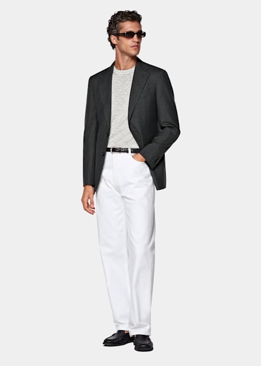 Dark Grey Perennial Tailored Fit Havana Suit Jacket