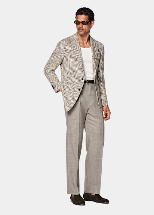 Blazer Roma gris topo medio a cuadros corte Relaxed