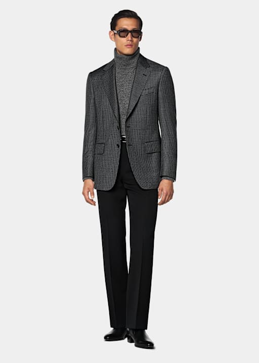 Blazer Milano coupe Tailored gris moyen pied-de-poule