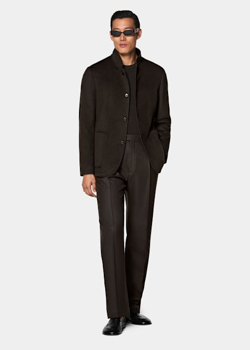 Dark Brown Relaxed Fit Shirt-Jacket
