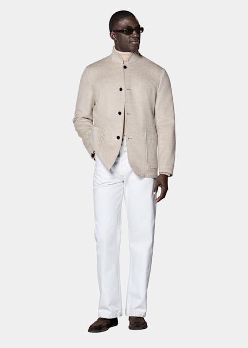 Light Brown Relaxed Fit Shirt-Jacket