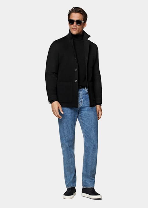 Black Relaxed Fit Shirt-Jacket