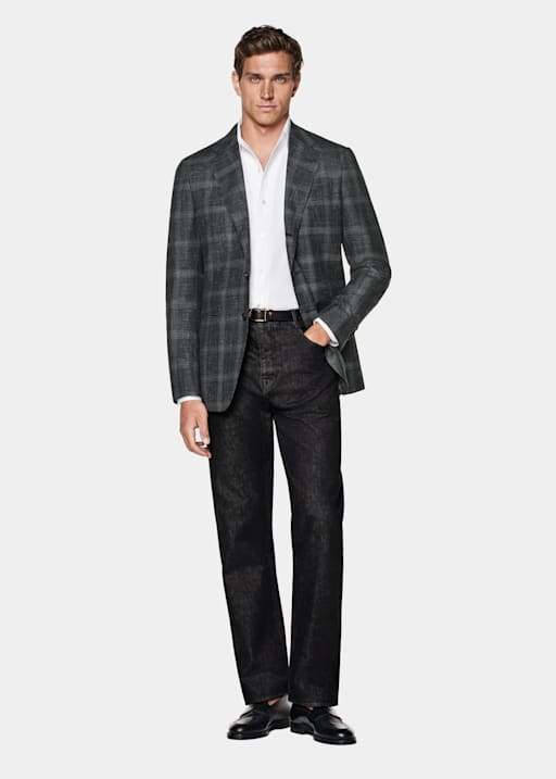 Blazer Havana gris a cuadros corte Tailored
