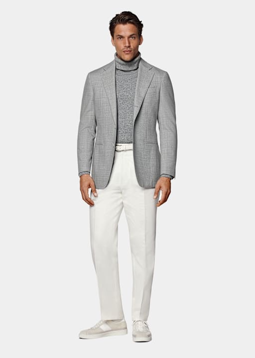 Light Grey Tailored Fit Havana Suit Jacket