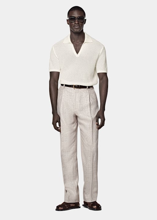 Off-White Crochet Buttonless Polo