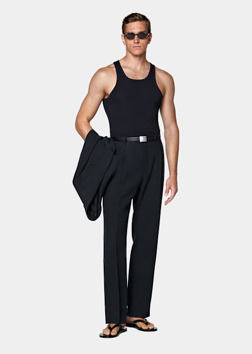 Navy Ribbed Tank Top