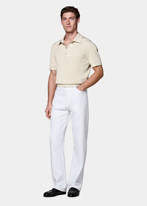 Sand Ribbed Polo
