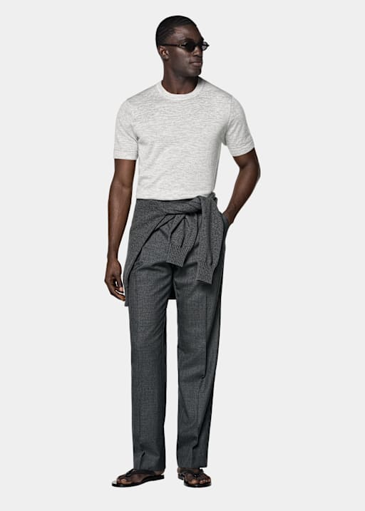 Jasnoszary crewneck z kr&oacute;tkimi rękawami