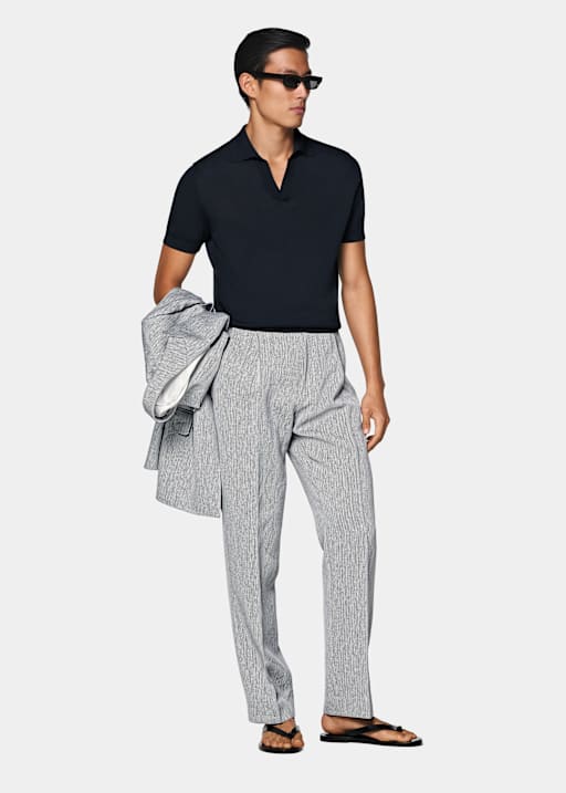 Navy Buttonless Polo