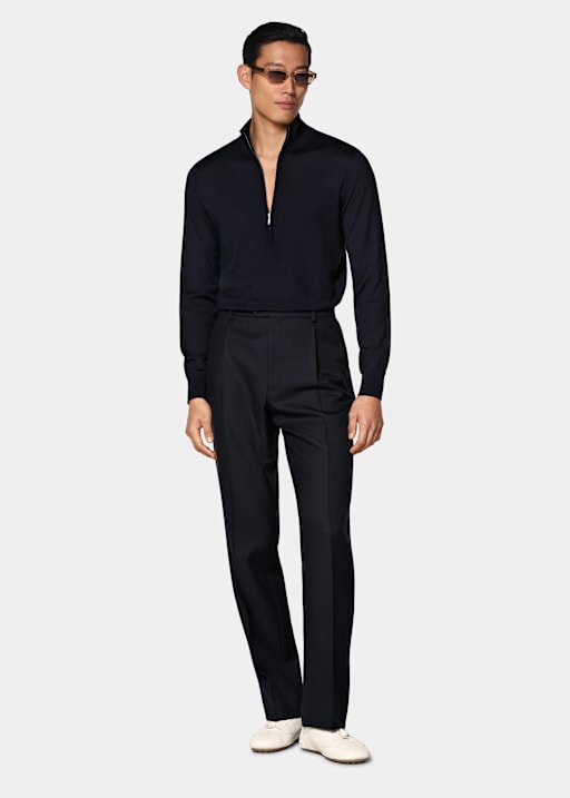 Navy Merino Half Zip