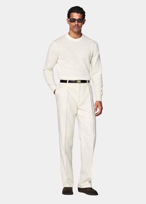 Rundhalspullover off-white